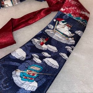 Fishing Polar Bear Christmas Neck Tie